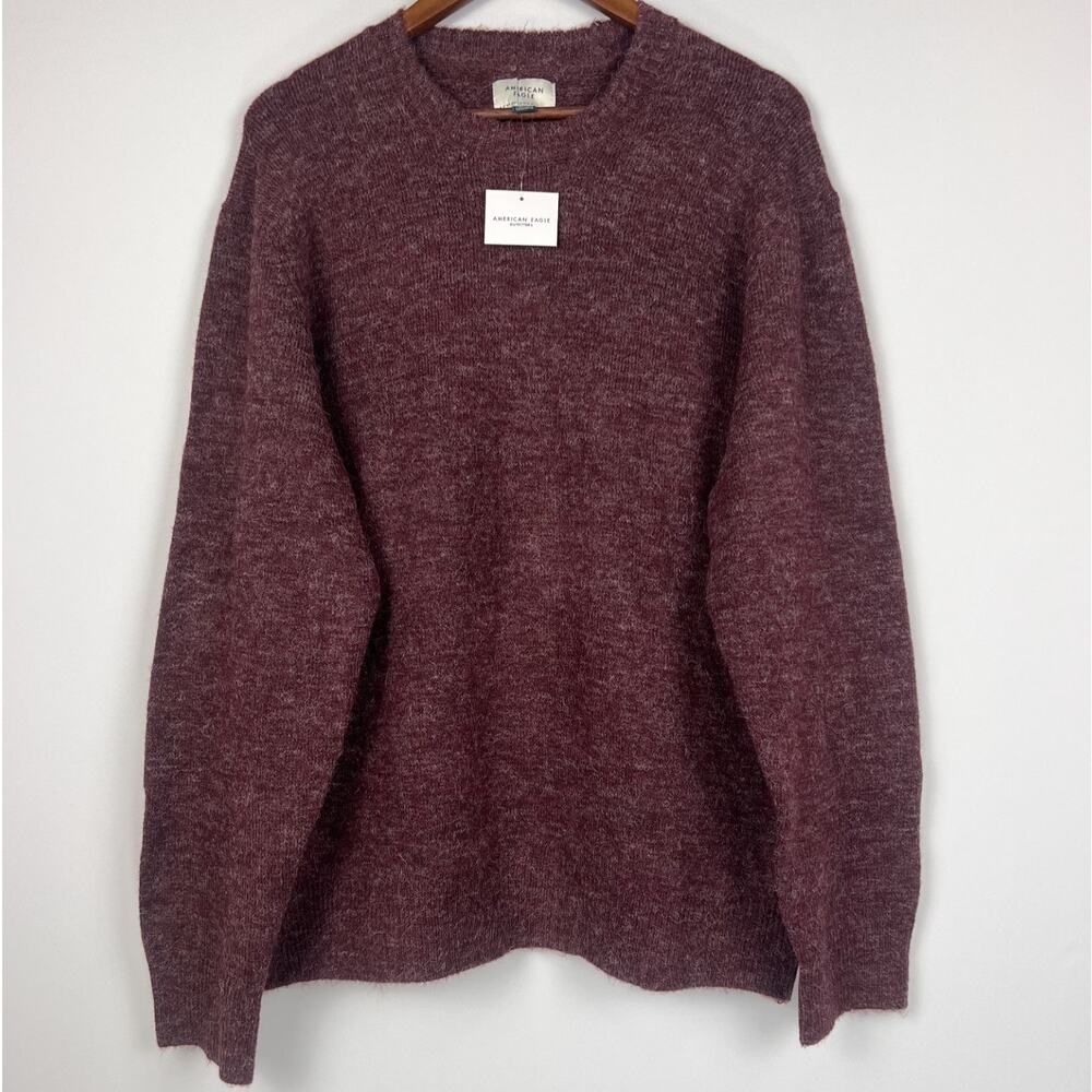 American Eagle Men's Crewneck XL Sweater Burgundy Maroon Knit